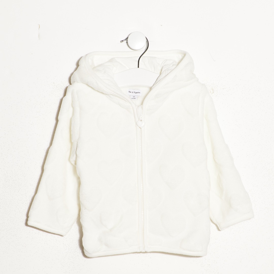 pat et ripaton — gilet sherpa motif coeur - fille 0-36mois
