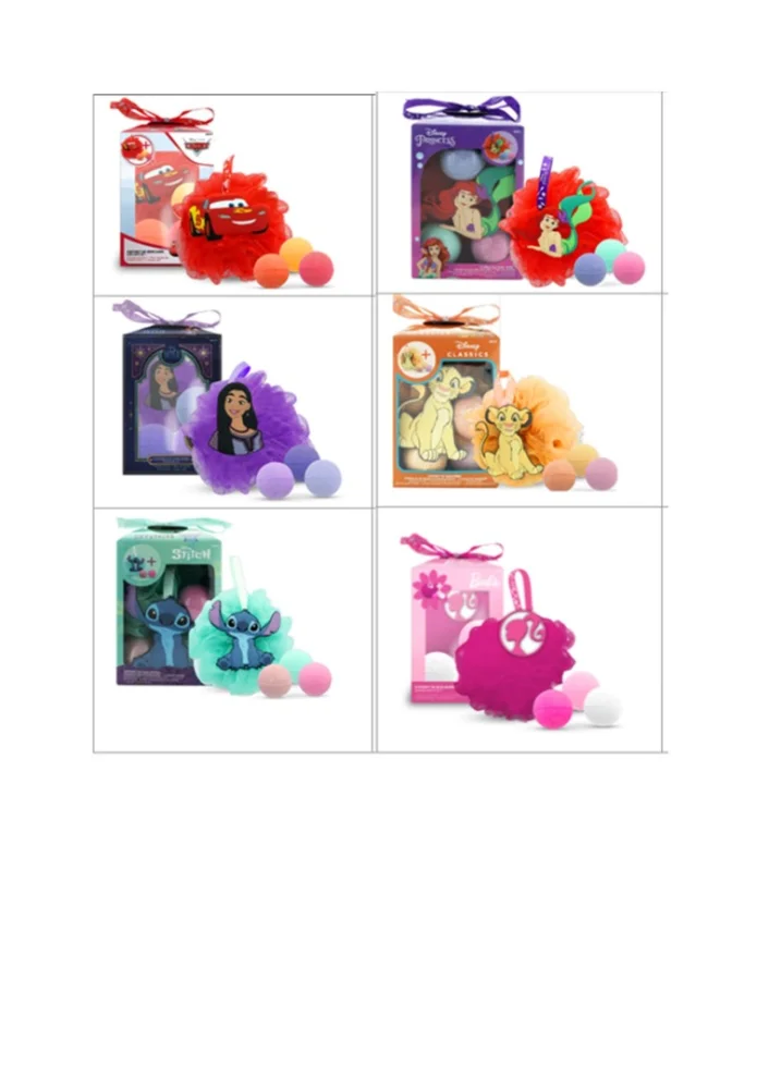 disney et barbie — coffret de bain cars /wish /stitch /ariel /simba /barbie