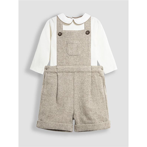 jojo maman bébé — herringbone dungarees & top set ensemble de vêtements pour enfants