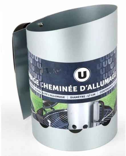 u — cheminée d'allumage charbon u de forme biseautée 26,5x17cm