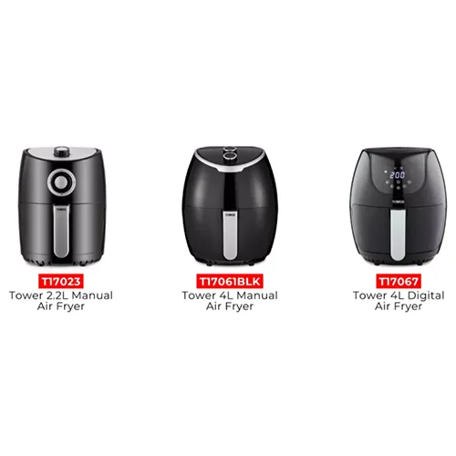 tower — vortx 2.2l manual air fryer, vortx 4l manual air fryer - black, vortx 4l digital air fryer friteuse à air