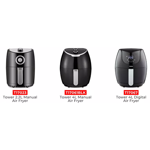 tower — vortx 2.2l manual air fryer, vortx 4l manual air fryer - black, vortx 4l digital air fryer friteuse à air