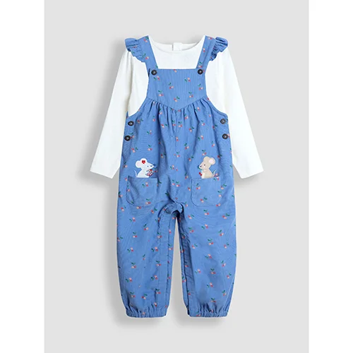 jojo maman bébé — cherry printed cord dungarees & top set ensemble de vêtements pour enfants
