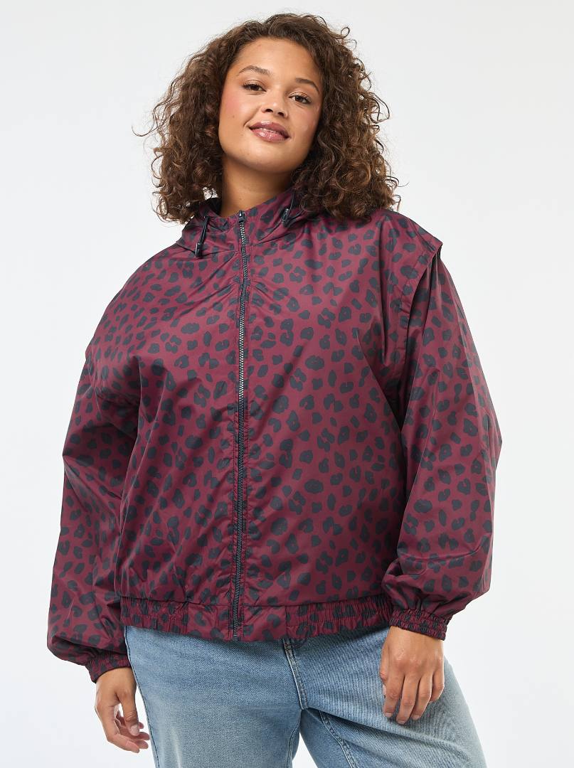kiabi — dpt67 coupe vent leger - capuche - zippee coloris burgundleo
