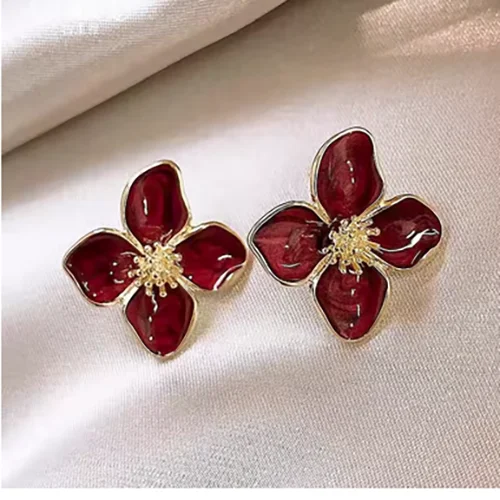 boucles d'oreilles en forme de fleur d'hibiscus en acier inoxydable pour femmes et filles, boucles boucles d'oreilles