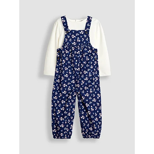 jojo maman bébé — floral cord dungarees and top set ensemble de vêtements pour enfants