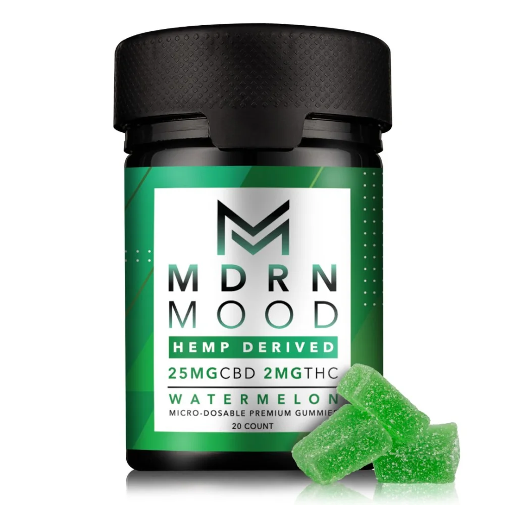mdrn mood — hemp derived 25mg cbd 2mg thc watermelon full spectrum premium gummies