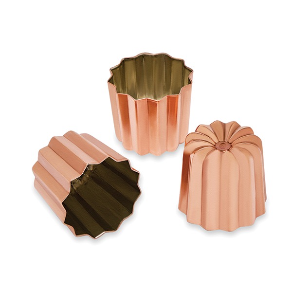 mathon — 3 moules à canelé en cuivre étamé 5,5 cm