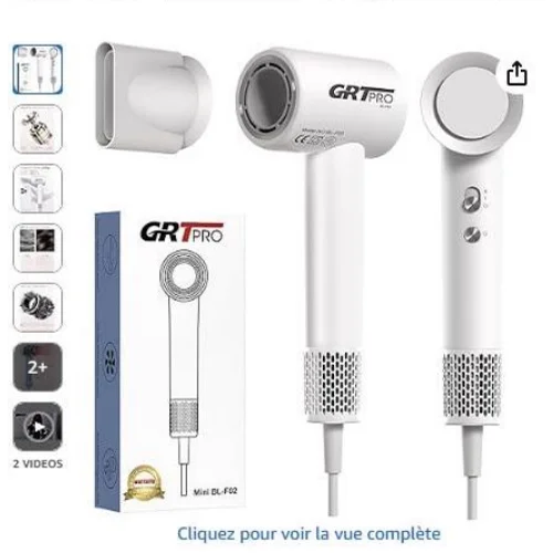 *grtpro* — mini seche cheveux professionnel ionique 2200w mini sèche-cheveux