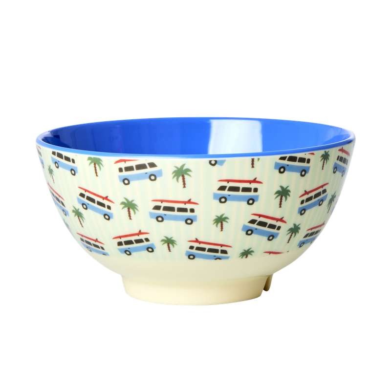 rice — bol de face intérieure bleue et de face extérieure représentant des vans ainsi que des palmiers