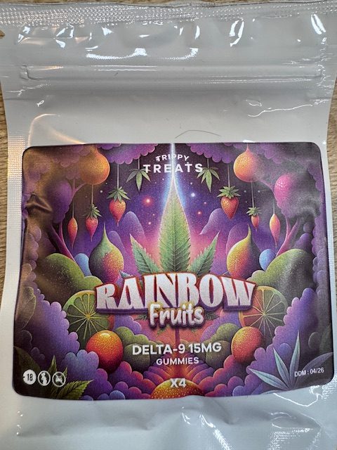 trippy treats — rainbow fruits et tropical punch x4 gummies 15mg