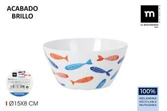 la mediterranea — bol poisson en mélamine 15x8cm