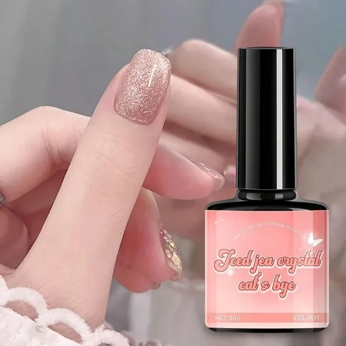 xeijayi — vernis gel oeil de chat 8ml - formule scintillante sans aimant, vernis à ongles sans alcool pour salon & manucure maison