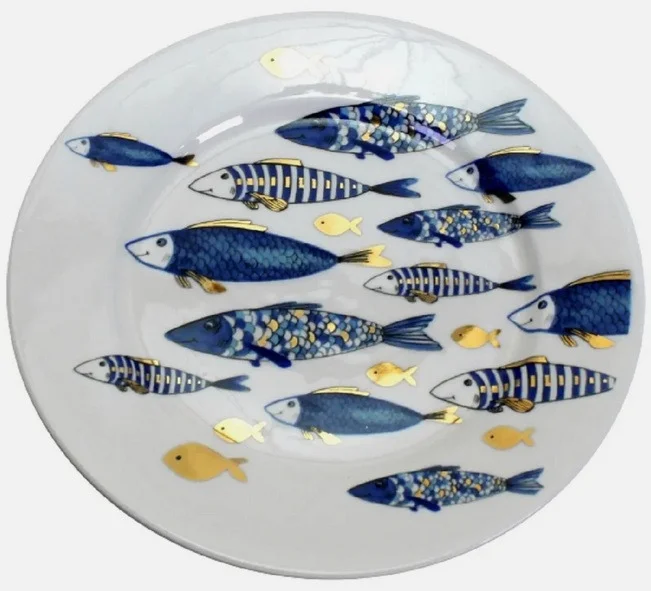 werner voß — assiette en céramique teller blue fish