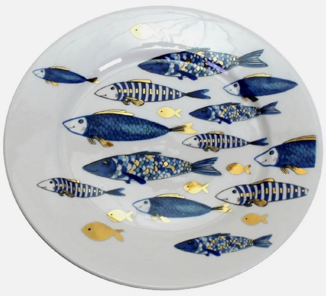 werner voß — assiette en céramique teller blue fish