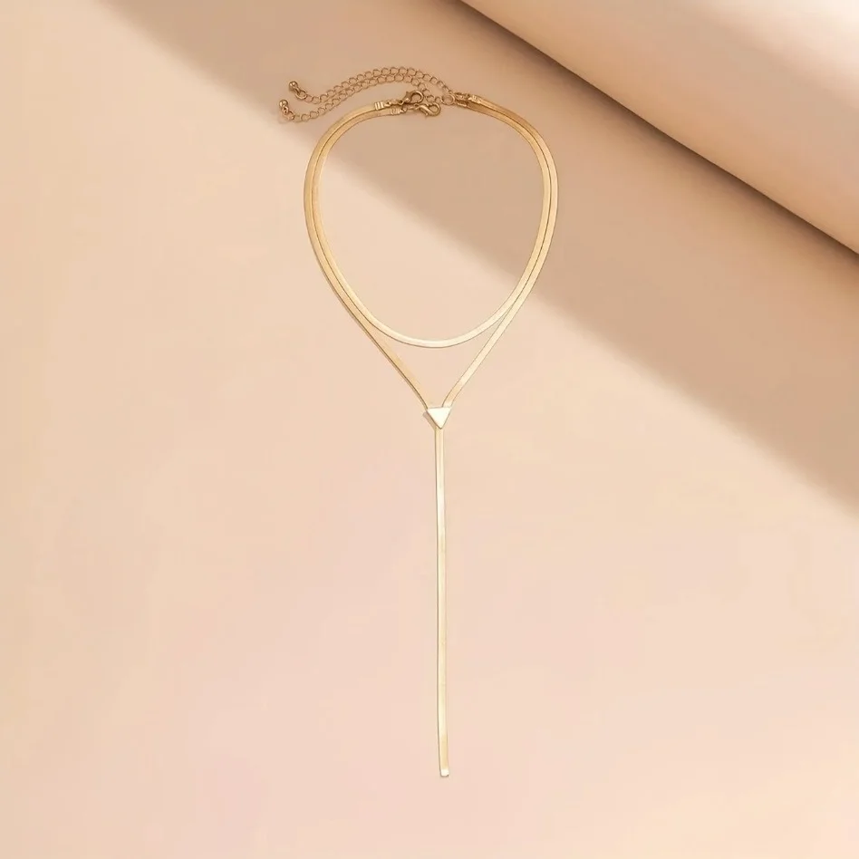 - — ensemble de 2 pièces collier en forme de y doré style punk simple bijoux en cuivre collier de carnaval de boîte de nuit
