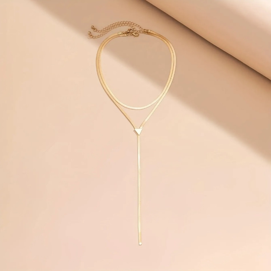 - — ensemble de 2 pièces collier en forme de y doré style punk simple bijoux en cuivre collier de carnaval de boîte de nuit