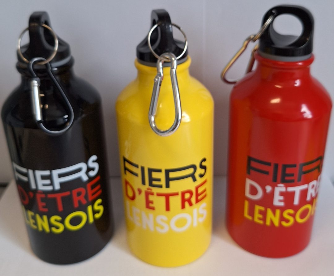 sans marque — gourde aluminium  fiers d'être lensois/mcdonald's  de couleur jaune, rouge ou noire