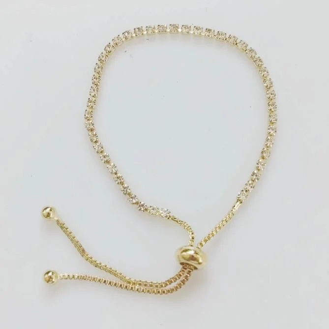 sans marque — bracelet de tennis étincelant plaqué or, réglable, incrusté de zircone cubique, bijou pour les adolescentes