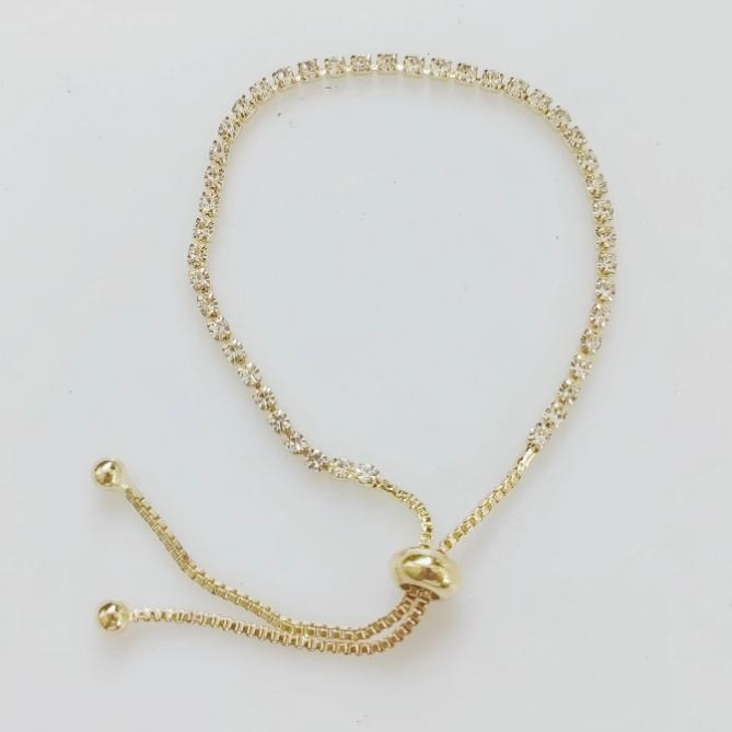 sans marque — bracelet de tennis étincelant plaqué or, réglable, incrusté de zircone cubique, bijou pour les adolescentes