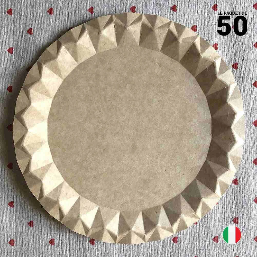 ctouvert — 50 assiettes carton kraft design 23 cm - référence cod.pbk23-50 numéro de lot lote f90886