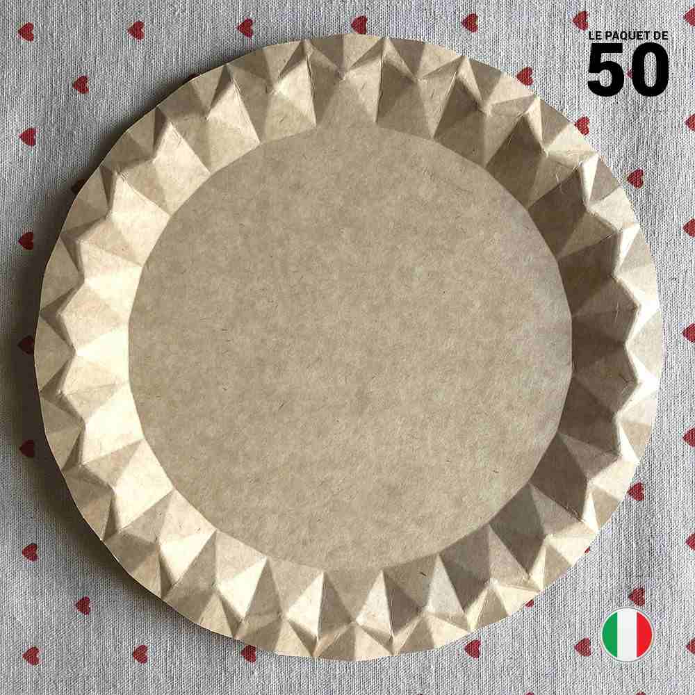 ctouvert — 50 assiettes carton kraft design 23 cm - référence cod.pbk23-50 numéro de lot lote f90886