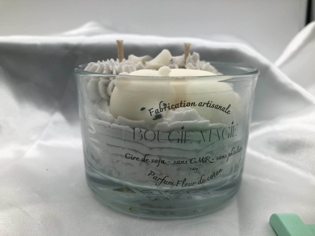 bougie magie — bougie fleur de coton 150g