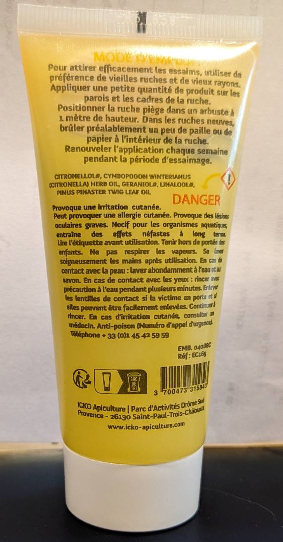icko apiculture — attire essaim - parfum aristée - tube de 50g