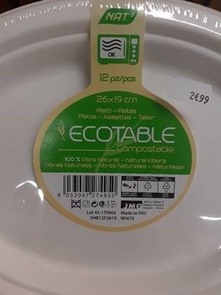 ecotable — 12 assiettes 26x19 cm /  ecotable - 100% fibres naturelles