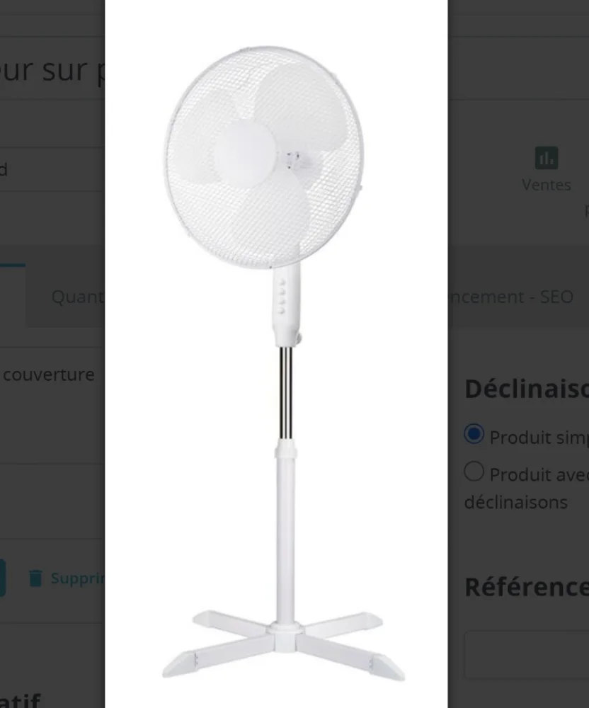 pas de marque — ventilateur fs 40a sur pied blanc