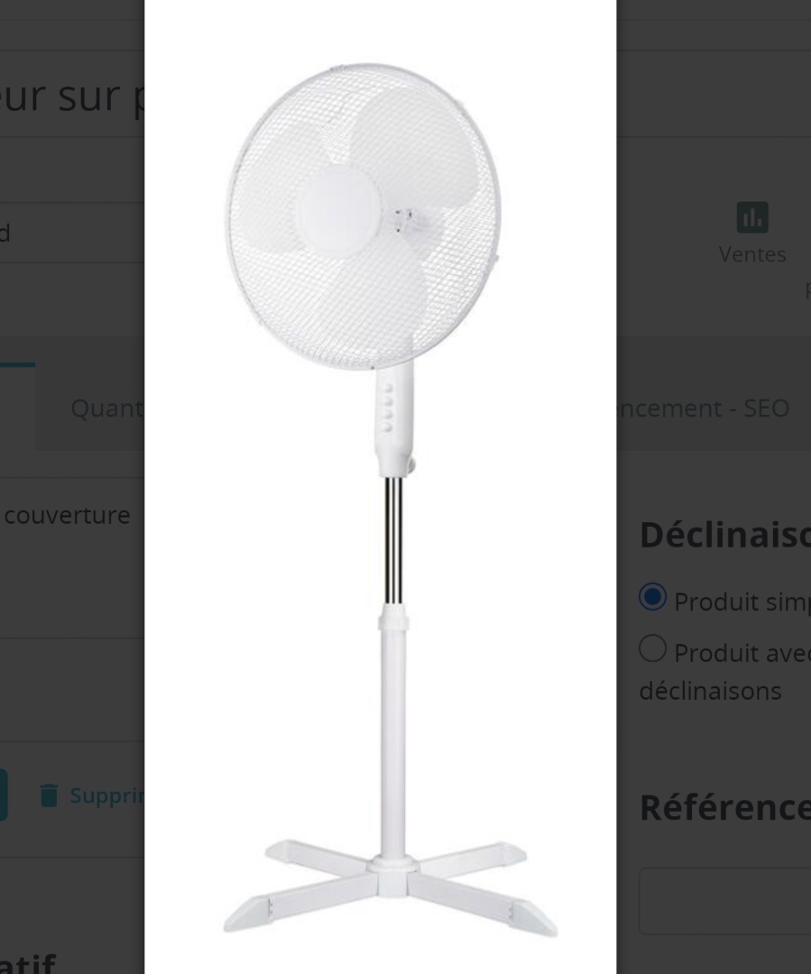 pas de marque — ventilateur fs 40a sur pied blanc