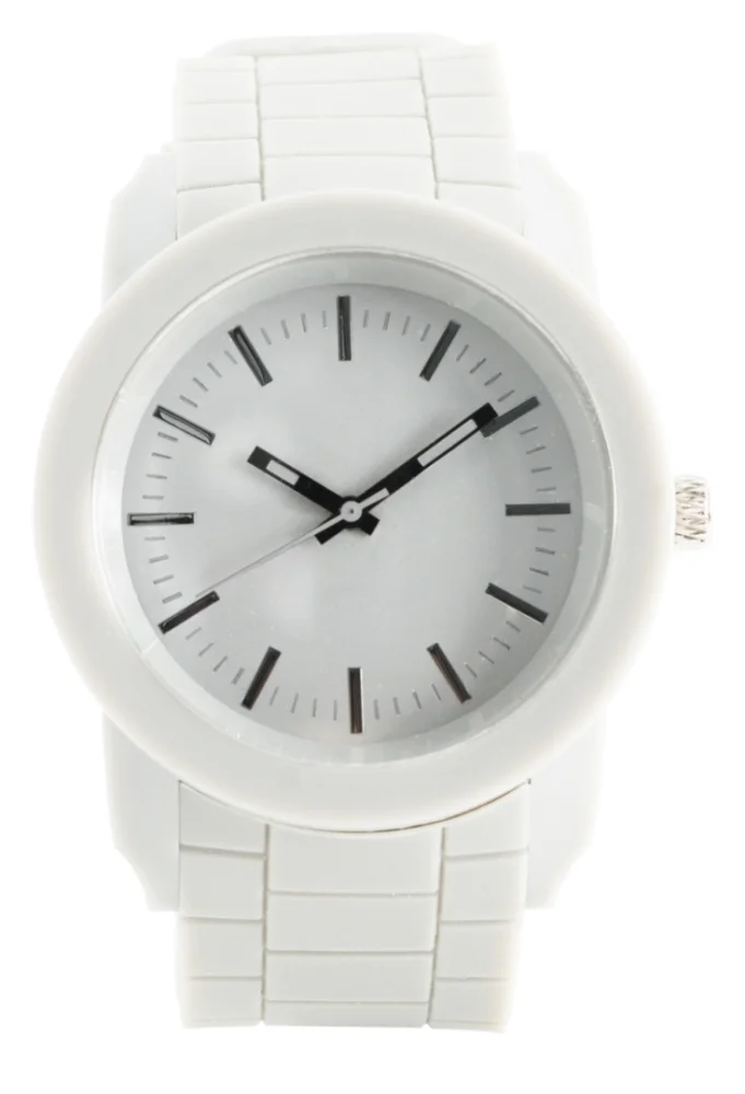 clipper — montre bracelet silicone blanc avec partie en metal de couleur argent