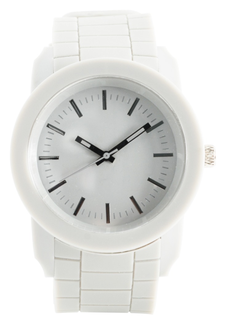 clipper — montre bracelet silicone blanc avec partie en metal de couleur argent