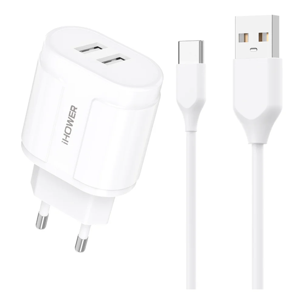 ihower — chargeur 3a 2 ports + câble type-c 1m