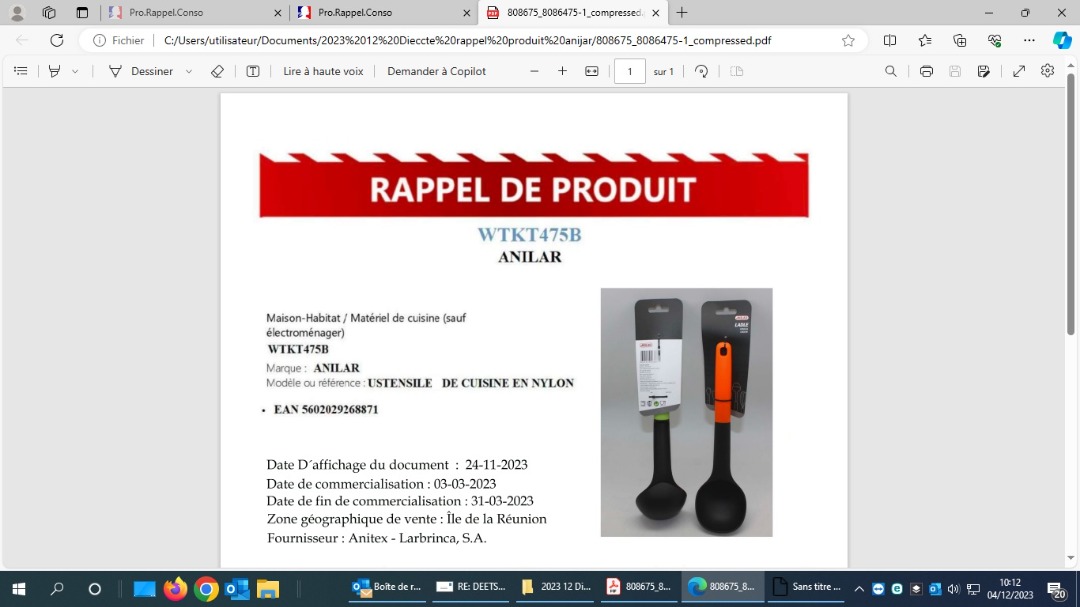 anilar — ustensile de cuisine en nylon