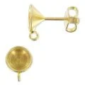 sans marque — clous d'oreilles porte-cabochon 1028/1088 6 mm avec anneau