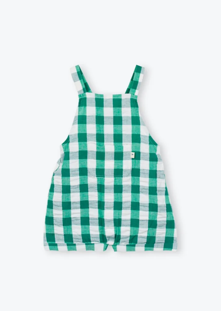 arsene et les pipelettes — salopette courte bebe carreaux vert anglais 225 daisy
