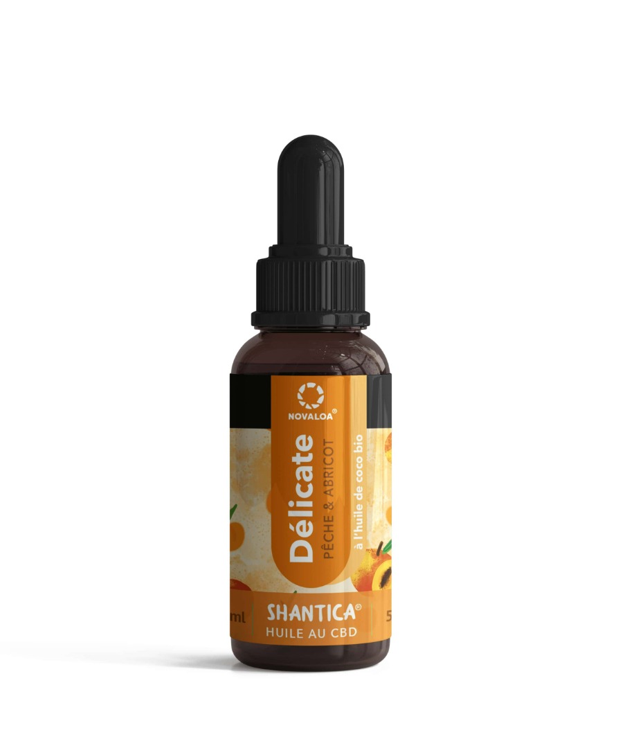 novaloa — huile délicate cbd large spectre 50% pêche/abricot