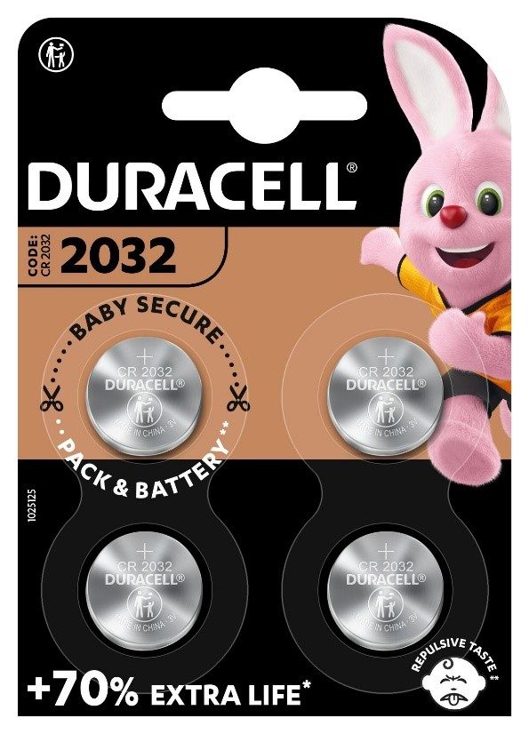 duracell — lot de 4 piles lithium cr2032 de marque duracell