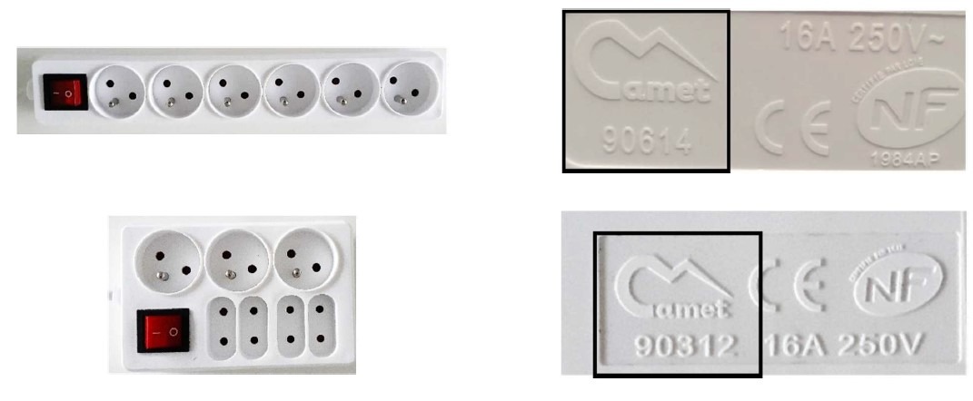 smart system — multiprise 6 fiches 110033/90614 (camet) // multiprise 7 fiches 110034/90312 (camet)