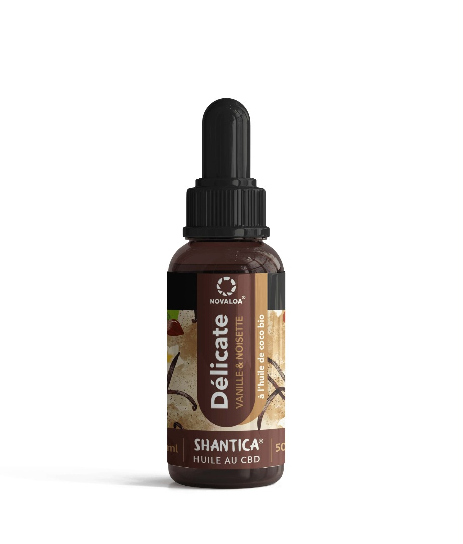 novaloa — huile délicate cbd large spectre 50% vanille/noisette