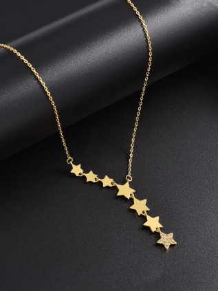 shein — collier avec pendentif en plaquage à l'or 18k zircon étoile