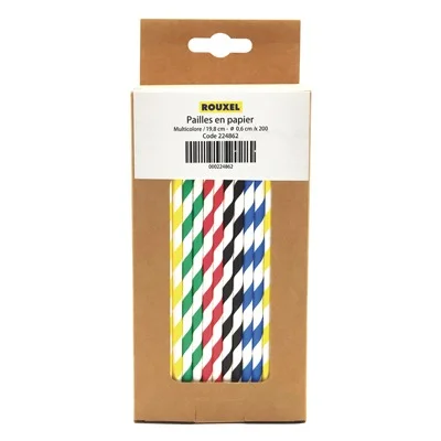 rouxel — paille en papier rayures assorties h.19,8 cm diam. 0.6cm