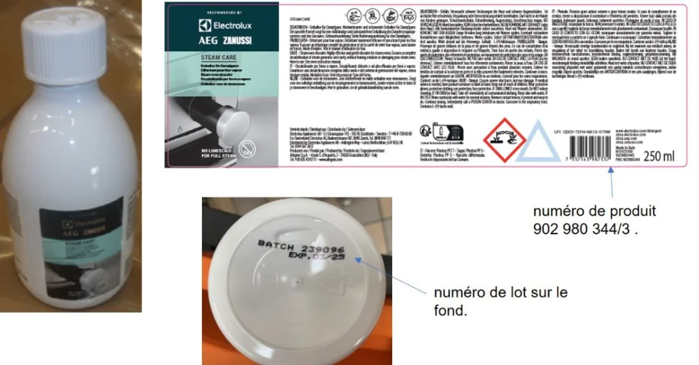 electrolux/aeg — bouteilles de détartrant pour four à vapeur