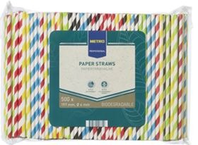 metro  professional — 500 pailles à rayures papier coloris assortis