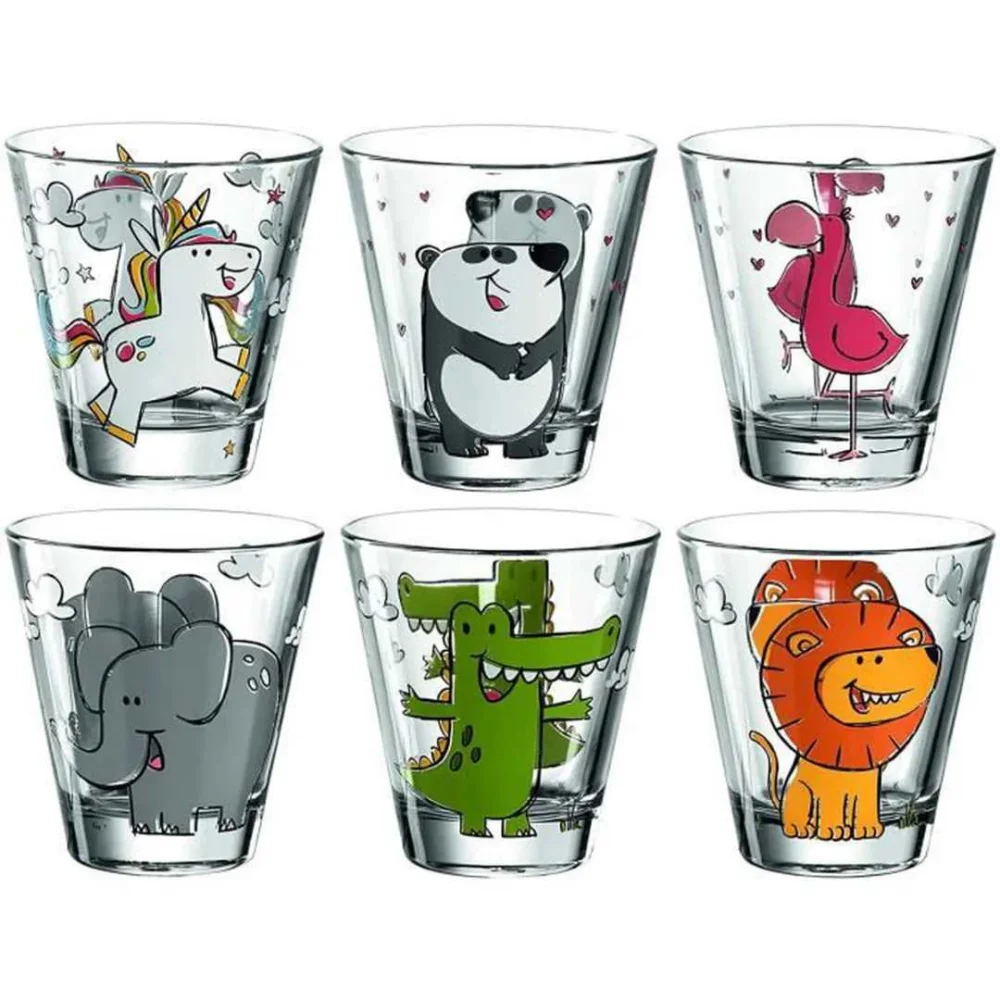 leonardo — 017906 - verres x6 assortis animaux  bambini