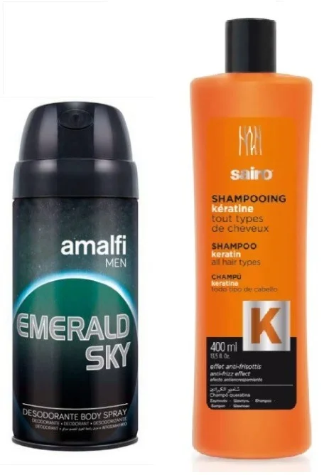 sairo / amalfi men — shampooing kératine et déodorant homme