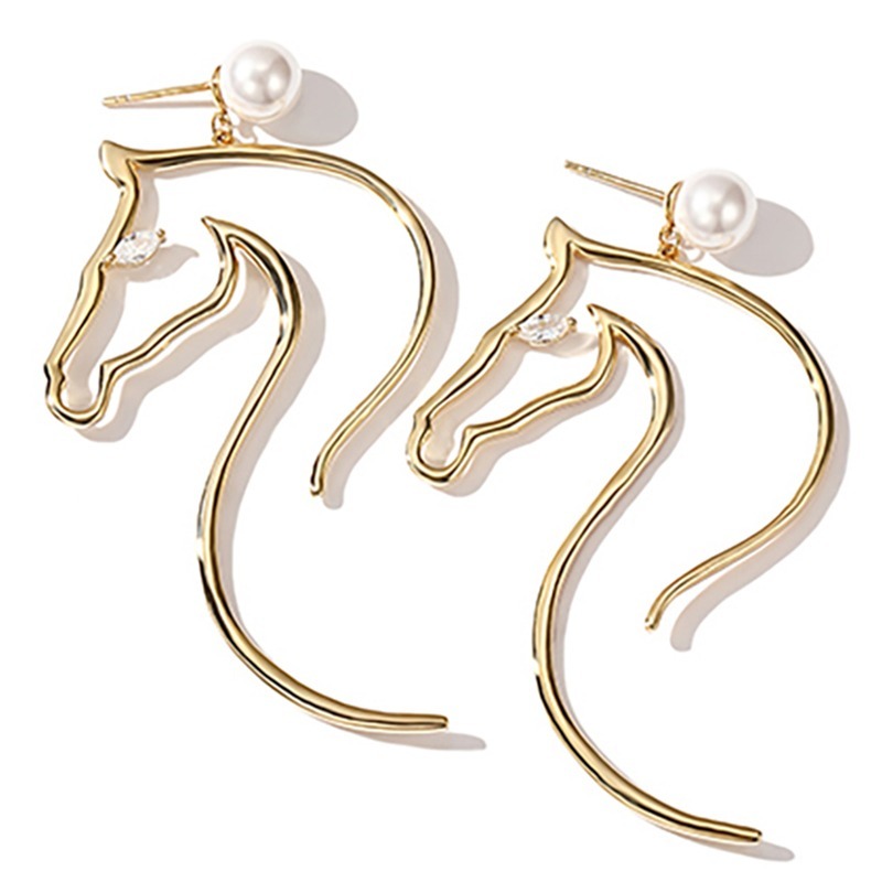 sans marque — boucle d'oreille perle cheval