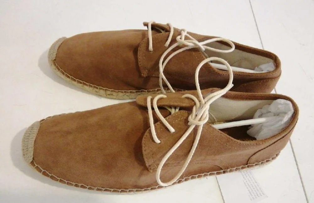 monoprix — espadrilles homme à lacets en croûte de cuir