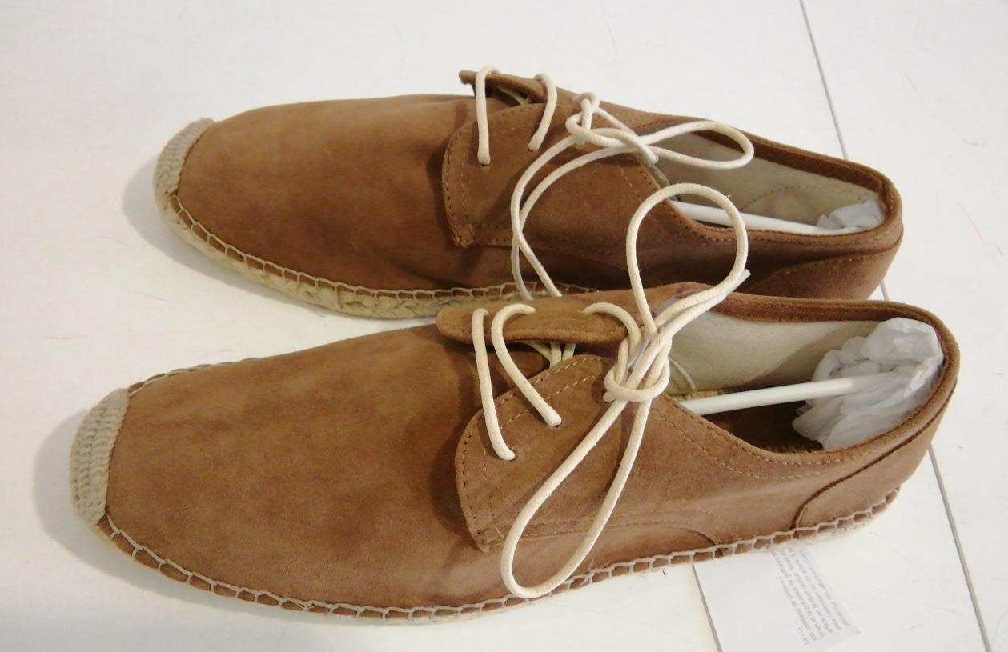 monoprix — espadrilles homme à lacets en croûte de cuir